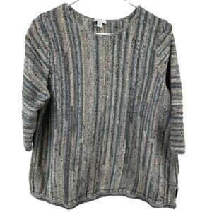 J.Jill Striped Confetti Sweater Round Neck Relaxed Oversized Multicolor XLP